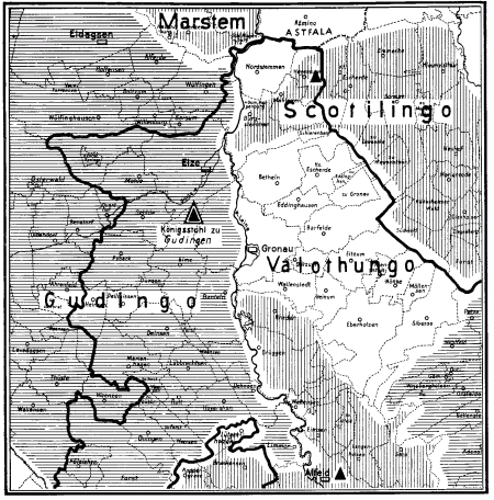 Gaueinteilung nach Wilhelm Barner, 1953.